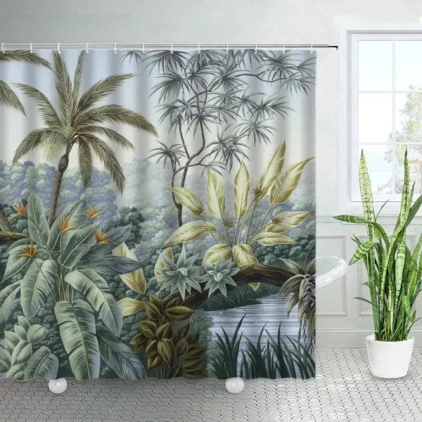 Tropical Plants Palm Trees Shower Curtains-2414YJ-Linas