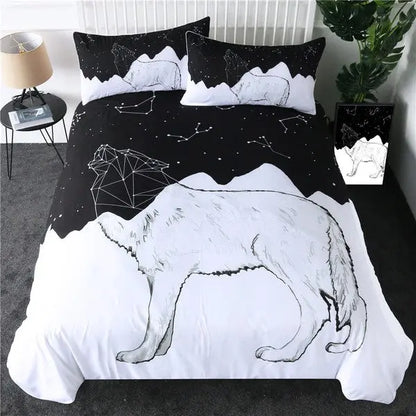 3 piece Set Of Black And White Duvet Cover-Linas