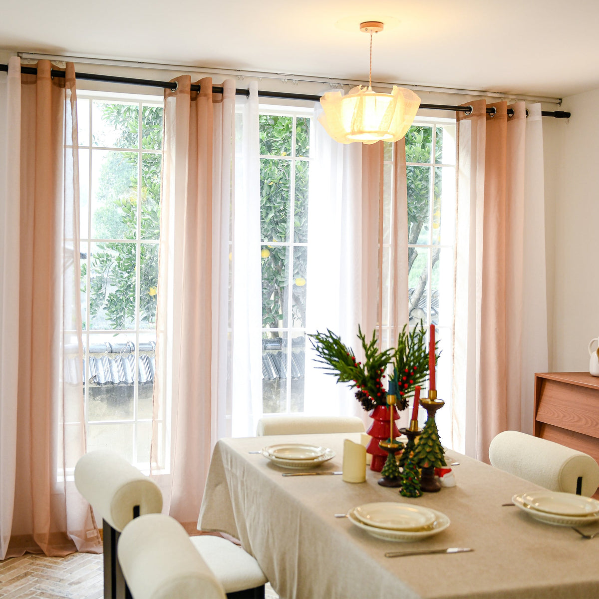 DWCN Custom Linen Texture Ombre Sheer Curtains