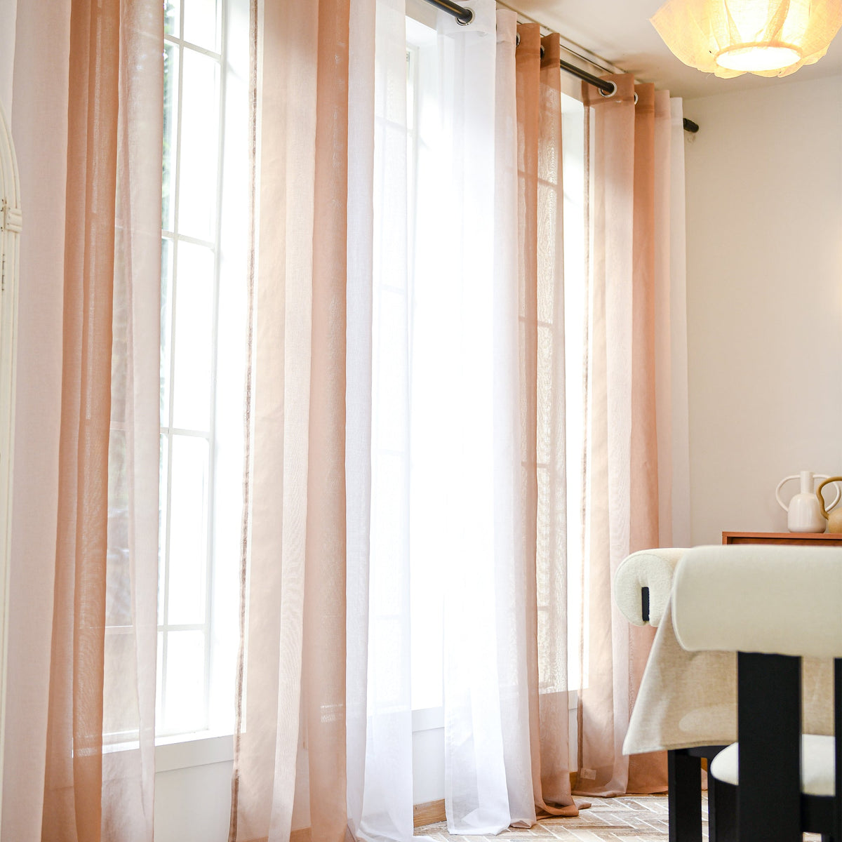 DWCN Custom Linen Texture Ombre Sheer Curtains