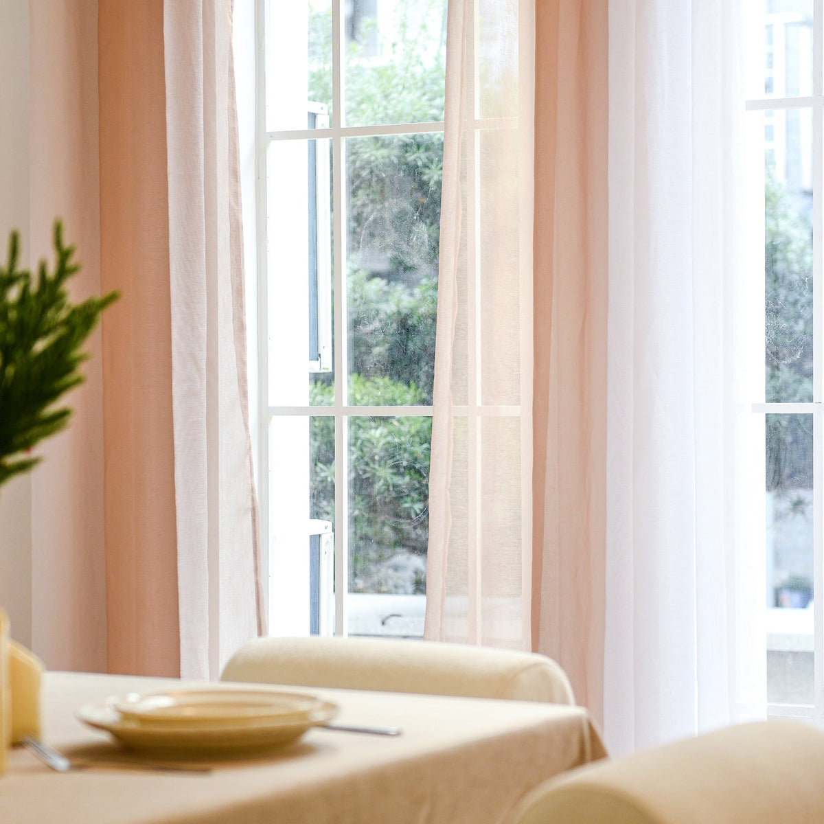 DWCN Custom Linen Texture Ombre Sheer Curtains