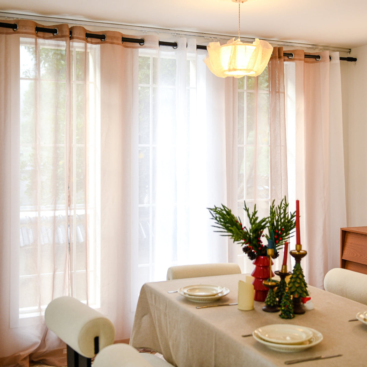 DWCN Custom Linen Texture Ombre Sheer Curtains