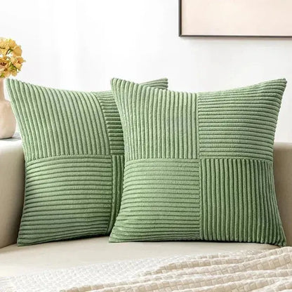 Beige Spliced Throw Pillowcases-Linas