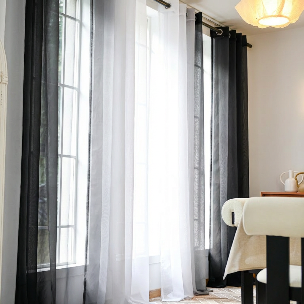 DWCN Custom Linen Texture Ombre Sheer Curtains