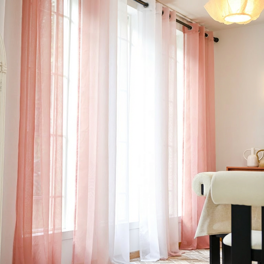 DWCN Custom Linen Texture Ombre Sheer Curtains