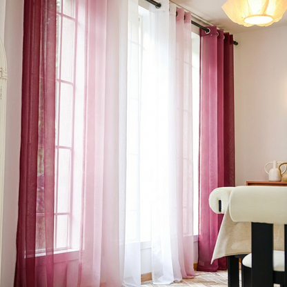 DWCN Custom Linen Texture Ombre Sheer Curtains
