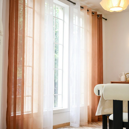 DWCN Custom Linen Texture Ombre Sheer Curtains