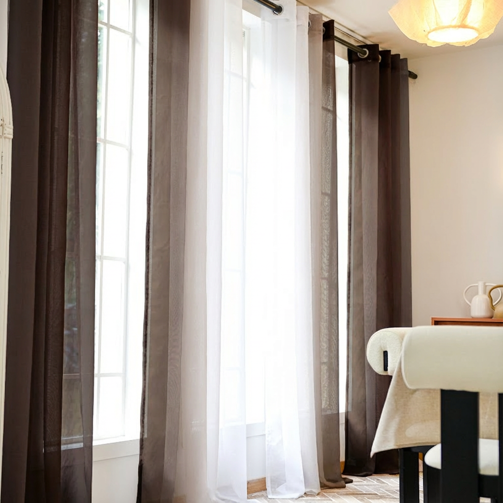 DWCN Custom Linen Texture Ombre Sheer Curtains