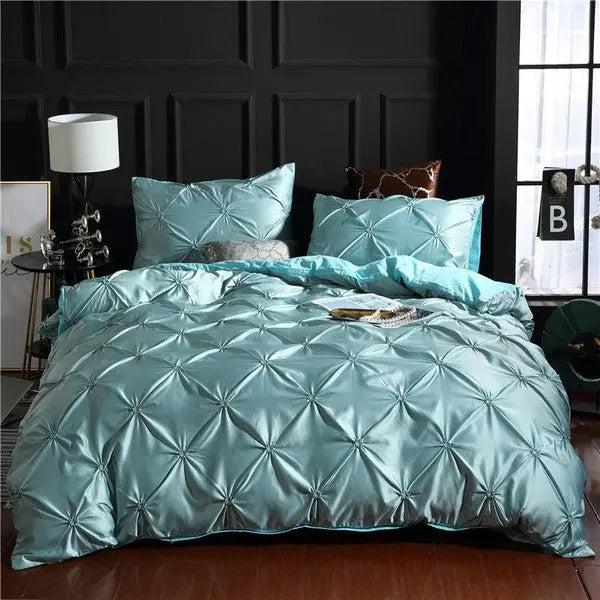Luxury European Washed Silk Bedding Set 3 Piece-Light Blue-Linas