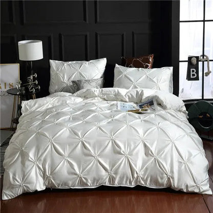 Luxury European Washed Silk Bedding Set 3 Piece-White-Linas