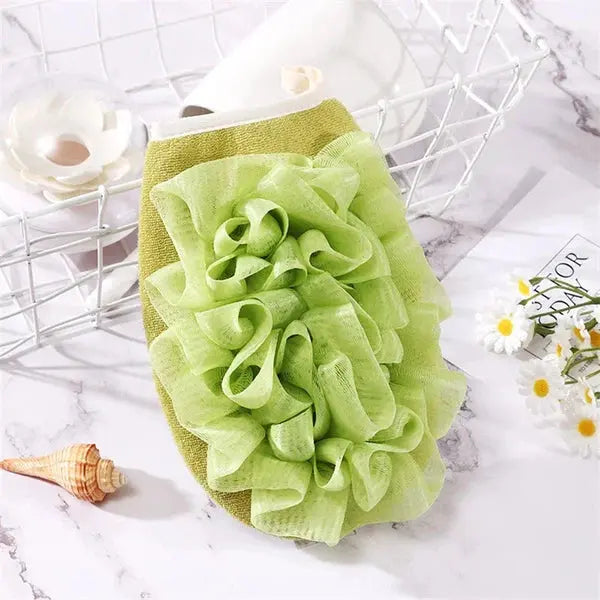 Exfoliating Gloves Body Cleaning Bath Flower-Green-Linas