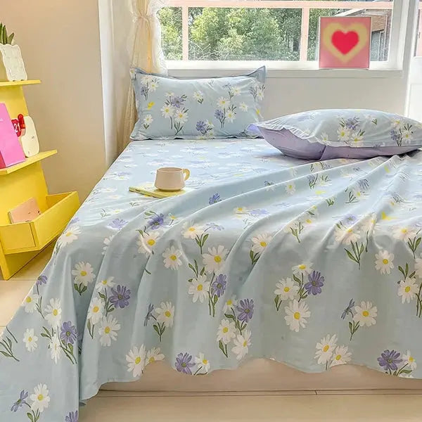 Flower Cotton Flat Sheet Linen Home-14-Linas