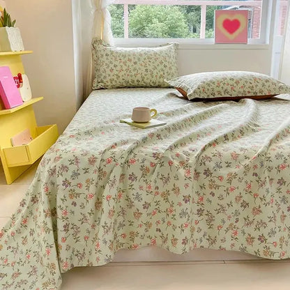Flower Cotton Flat Sheet Linen Home-15-Linas