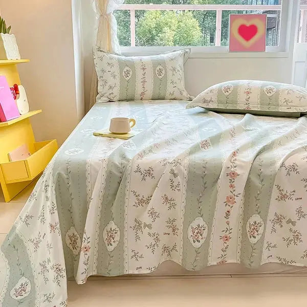 Flower Cotton Flat Sheet Linen Home-16-Linas