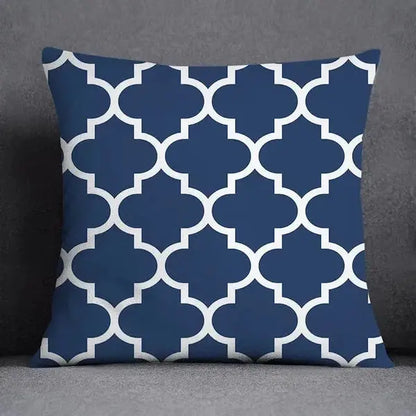Geometric Pattern Polyester Blue Grey Pillowcases-5-Linas