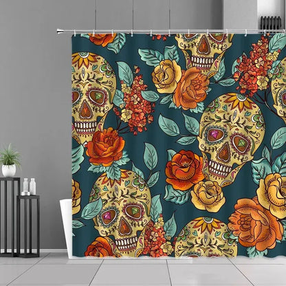 Gothic Shower Curtain Tattoo Girl with Hooks-9-Linas