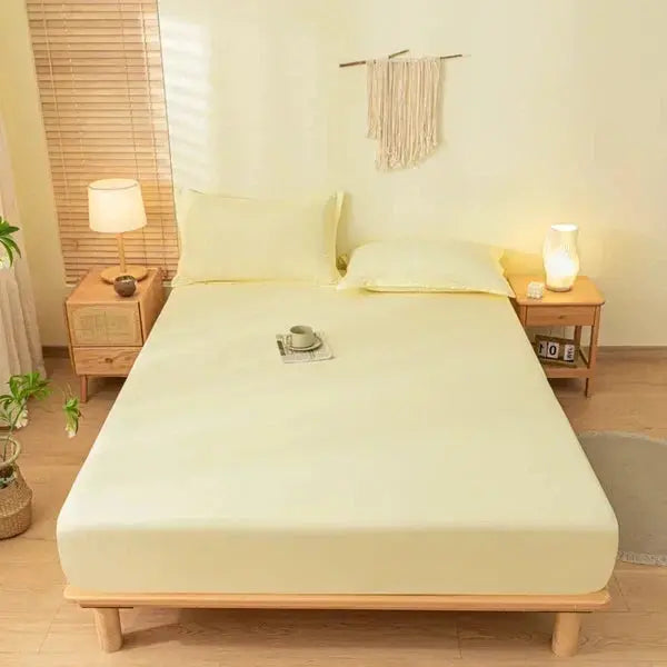 High Quality Fitted Sheet With Elastic Band-Yellow-Linas