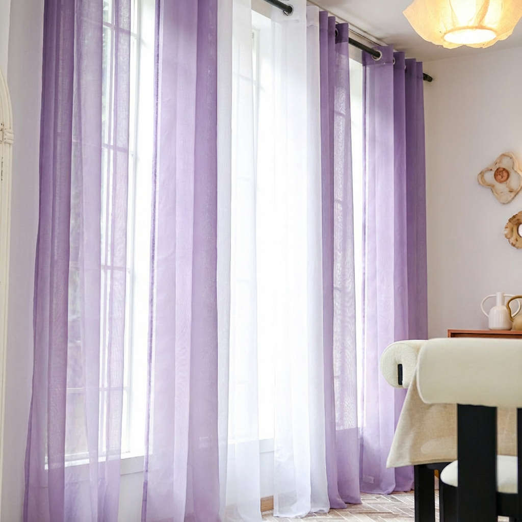 DWCN Custom Linen Texture Ombre Sheer Curtains
