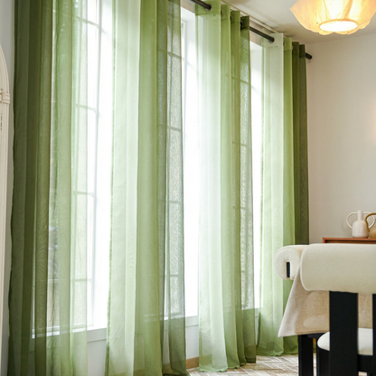 DWCN Custom Linen Texture Ombre Sheer Curtains
