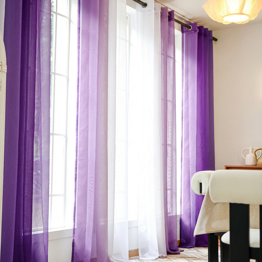 DWCN Custom Linen Texture Ombre Sheer Curtains