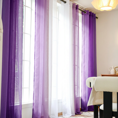 DWCN Custom Linen Texture Ombre Sheer Curtains