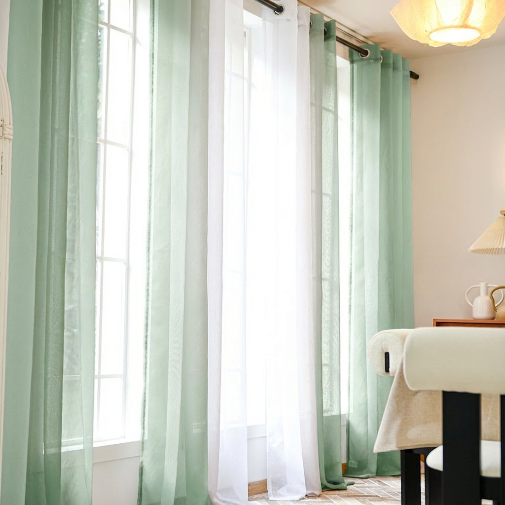 DWCN Custom Linen Texture Ombre Sheer Curtains