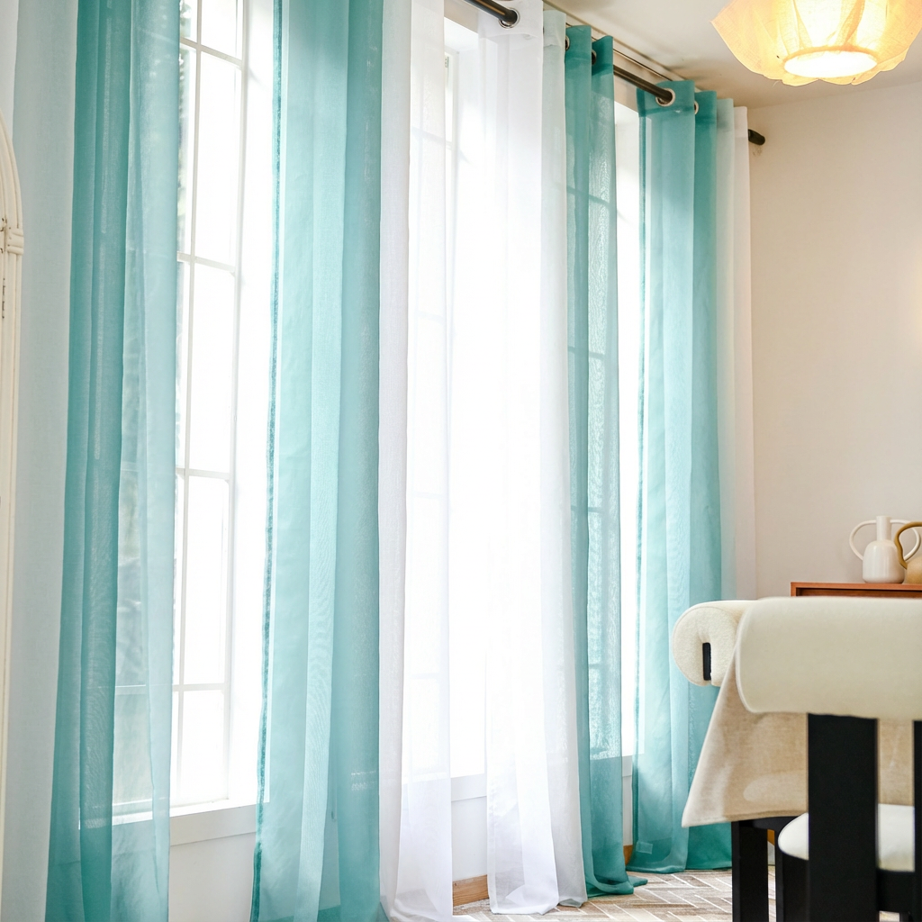 DWCN Custom Linen Texture Ombre Sheer Curtains