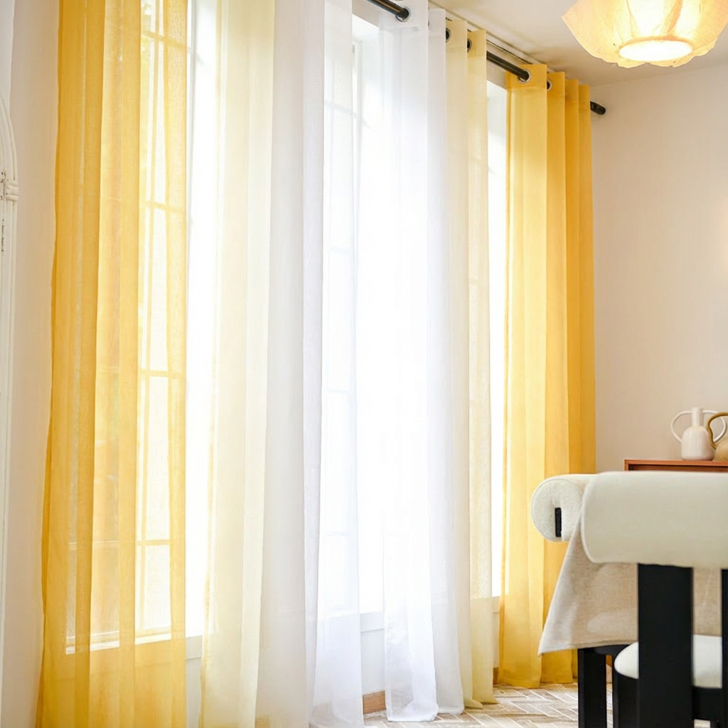 DWCN Custom Linen Texture Ombre Sheer Curtains
